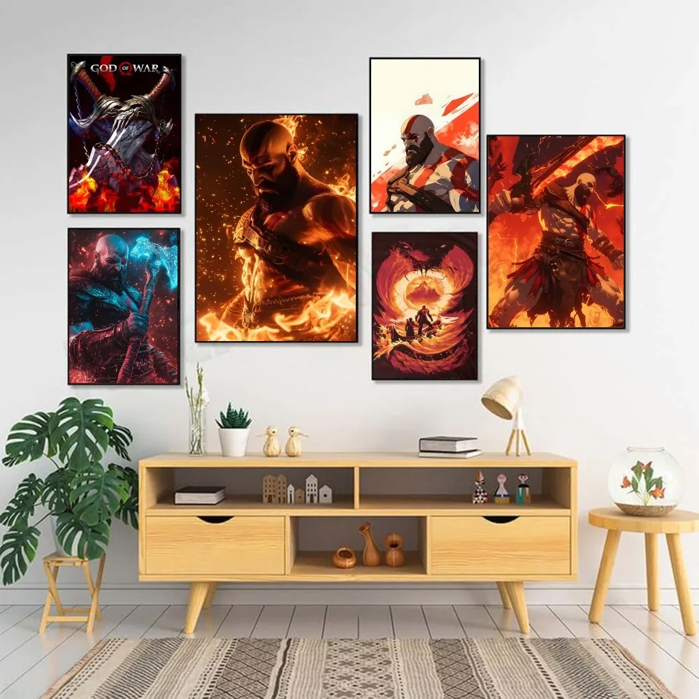 God of War Ragnarok Inspired Classic Vintage Poster HD art sticky wall waterproof home living room bar decoration