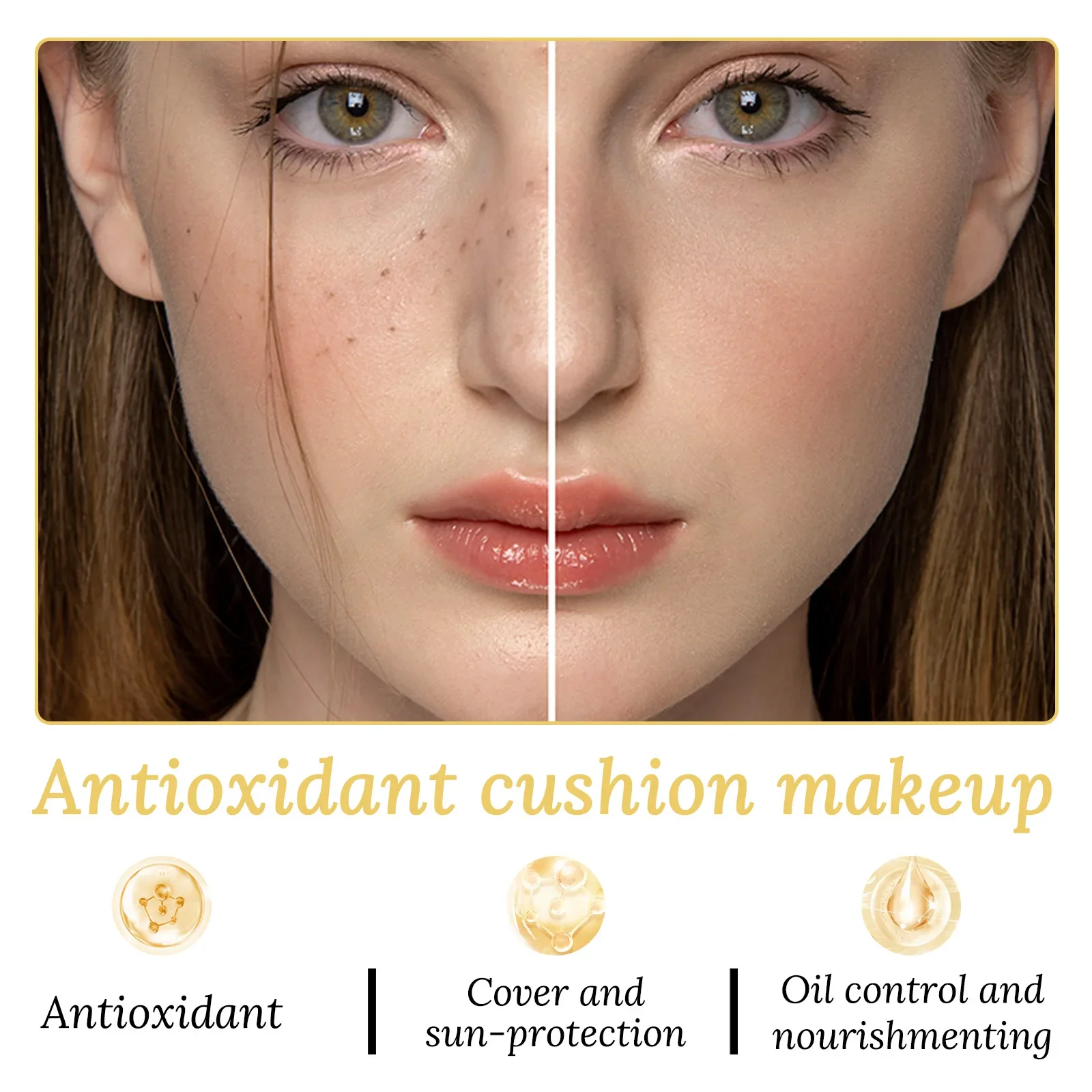 Base de almofada de ar 2 em 1 + pó prensado fosco para maquiagem bb creme corretivo controle de óleo cosméticos à prova d'água de longa duração