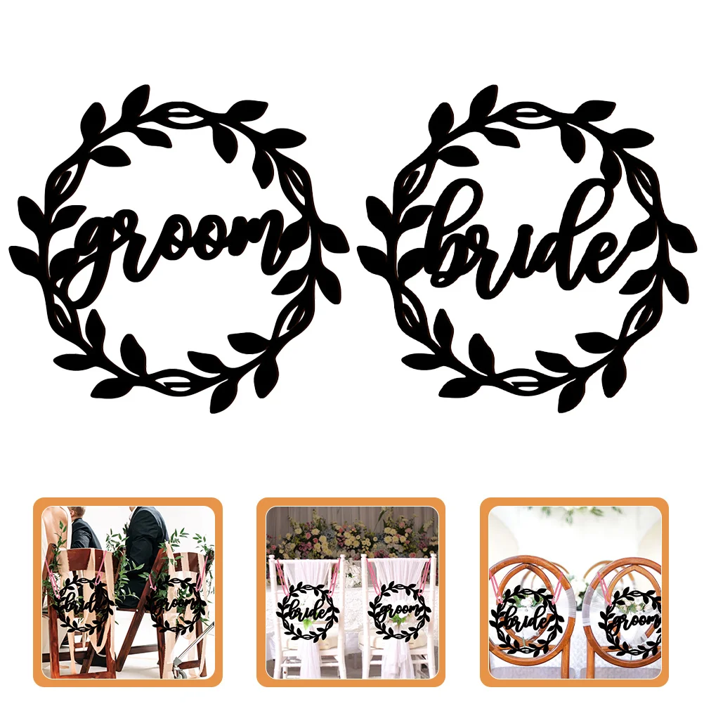 Groom Bride Reserved Signs for Wedding to Be Sash Country Decor and Chair Ornament Chairs Photo Bridegroom