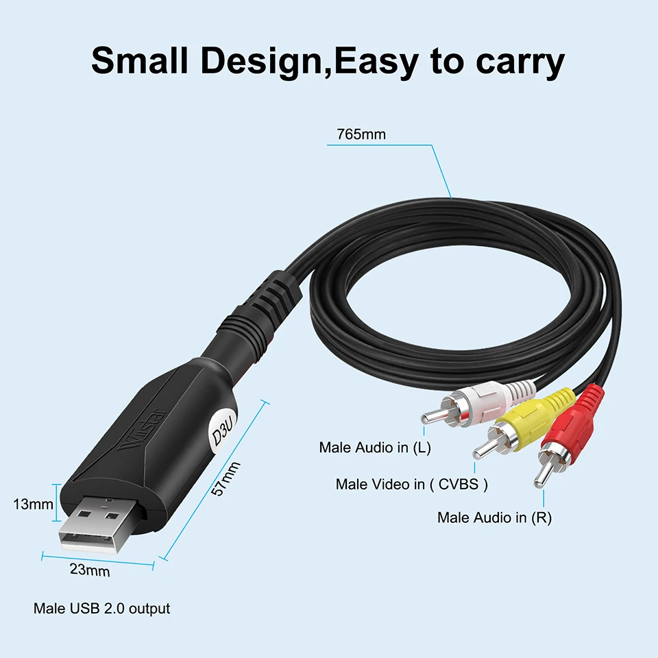 Imagem -02 - Usb 2.0 Easycap Captura de Vídeo tv Dvd Vhs Adaptador de Captura de Áudio Cartão tv Vídeo Dvr