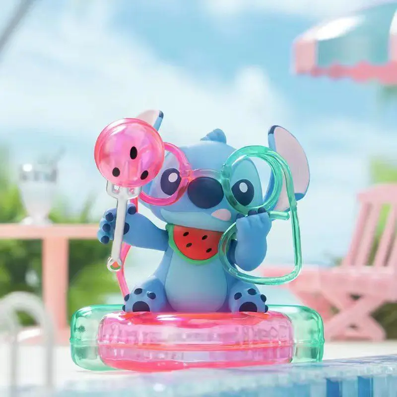 Disney Stitch Lilo and Stitch Summer Pool Series Surprise Blind Box Cute Doll Desktop Decoration Ornament Girly Holiday Gift