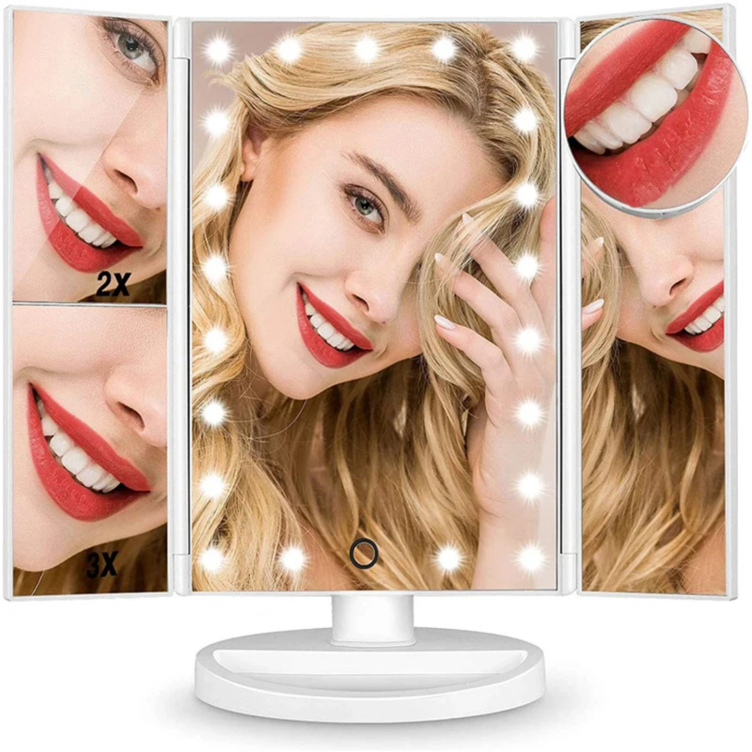 Portable Luminous LED Makeup Mirror - 22 Bright Lights - Travel & Home Use