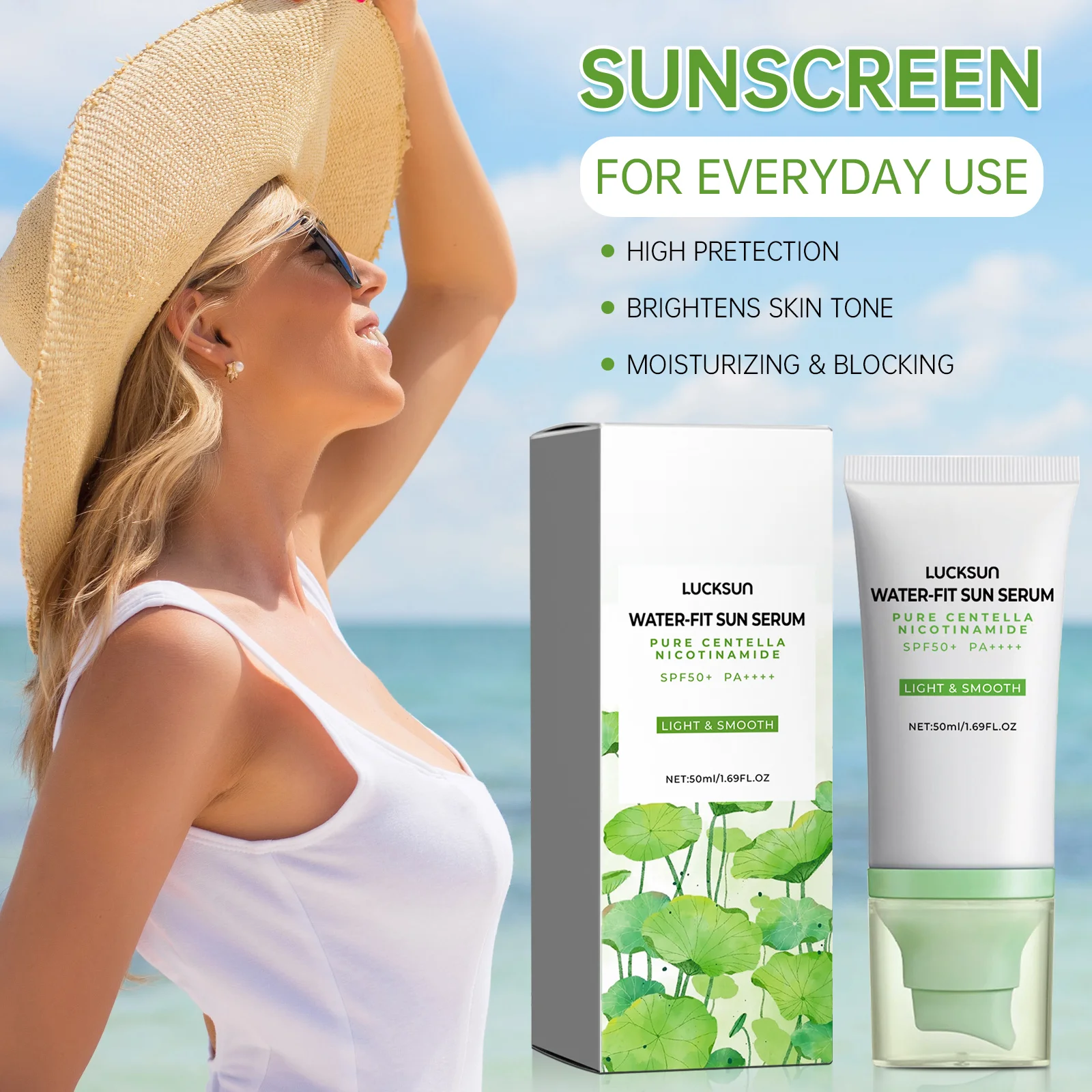 

LUCKSUN Sunscreen Whitening Sun Cream SPF 50+ Face Body Oil-control Bleaching Face Moisturizer Sunblock Skin Protective Cream
