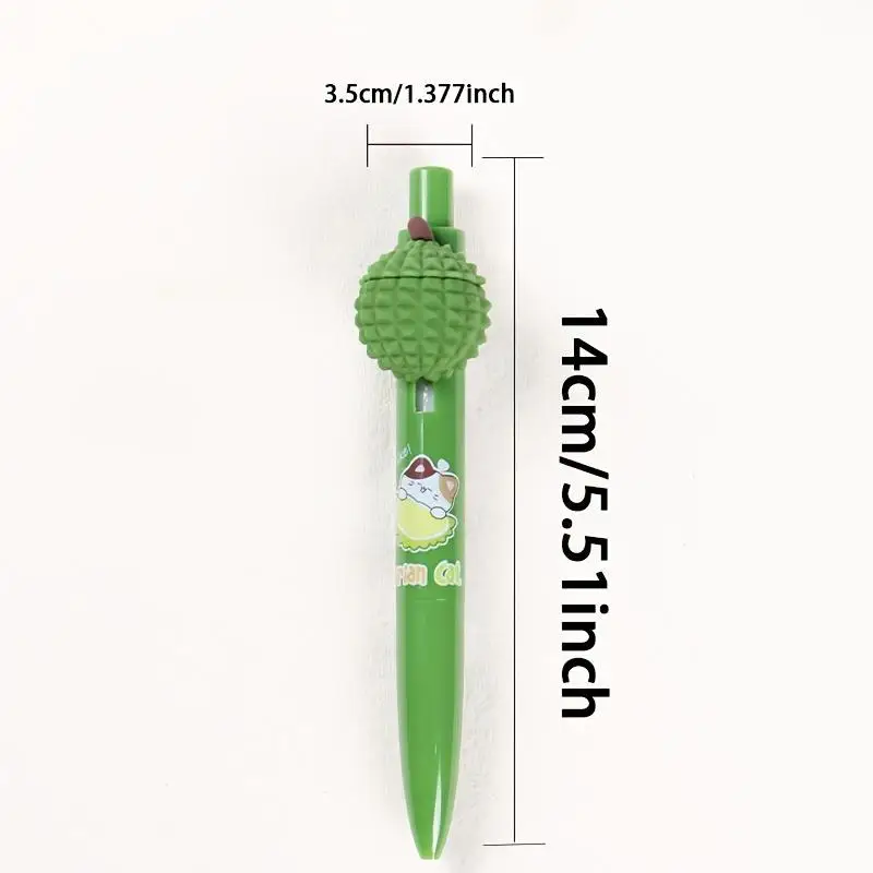 ปากกาเจลลายแมว Kawaii Durian กดเพื่อดูลาย น่ารัก ขนาด 0.5 มม. หมึกดำ ปากกาเซ็นชื่อ เครื่องเขียน ของขวัญ อุปกรณ์เขียน
