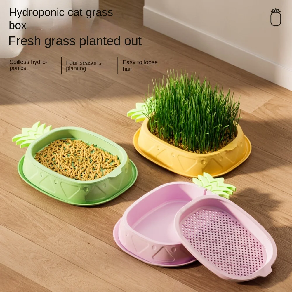 New Pineapple Shape Cat Grass Planting Box Planting Hydroponics Box Soilless Hydroponic Cat Grass Case Garden Seed Sprouter Tray