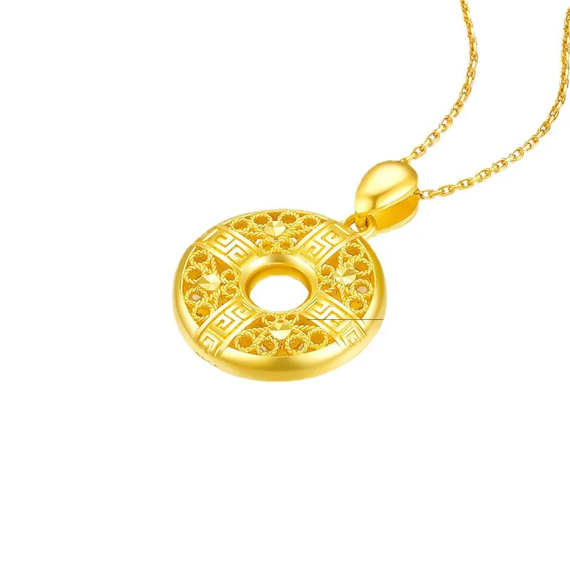 9999 real gold 24K yellow gold Hollow Pendant Pendant Necklace