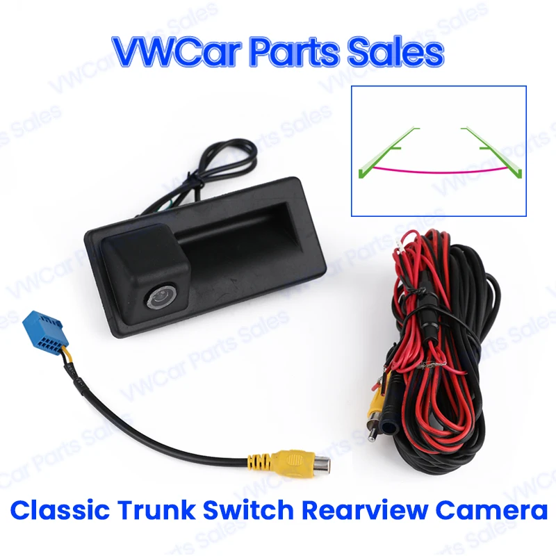 CVBS Rear View Reversing Camera Classic Trunk Switch Handle Green Static Track Rearview For VW Passat Golf Polo Jetta Tiguan