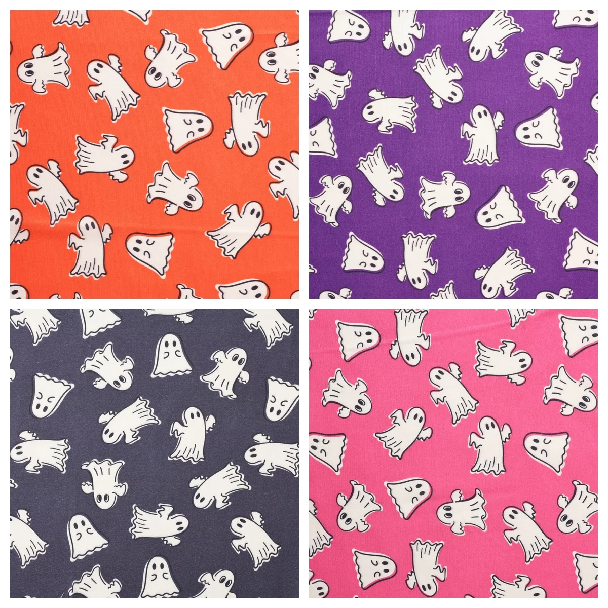 Tela con estampado de fantasmas de Halloween, tela naranja y morada para decoración de fiestas, mantel para coser, bolsas, cortinas hechas a mano, 0,5/1/2 metros