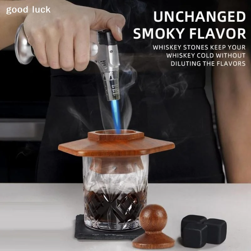 Ahumador de Cócteles Smoking Master Wood, Forma Artística de Torre Hexagonal, Accesorios de Bar, Filtro Fino con Orificios, para Dar Sabor a las Bebidas