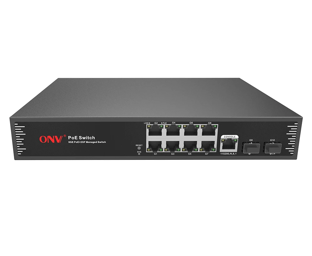 8 Port L2+ Managed Gigabit PoE+ Switch with QoS VLAN Support IP40 192Gbps Capacity ERPS 20ms Advanced Routing