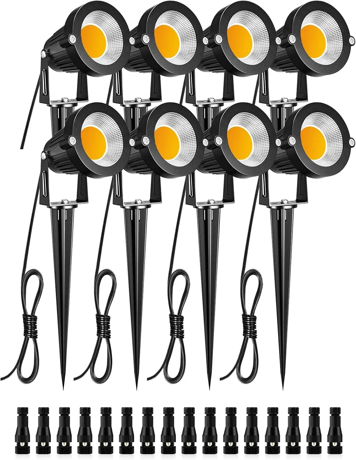 

5W Low Voltage LED Landscape Lights, 12V Waterproof Warm White Outdoor Spotlights with Stakes (8 Pack)