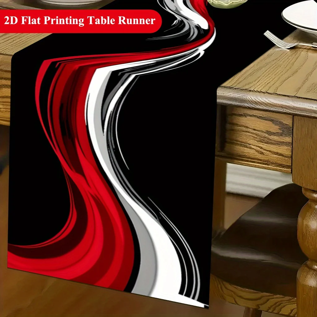 2D‑Printed Flowing Color Wave Table Runner, Decor for Dining Table, Coffee‑Table, Gatherings, Indoor‑Outdoor Parties