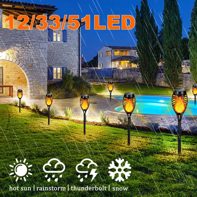 

Solar Outdoor Lights Solar Flashlights with Flashing Flames for Garden Decoration and Hallway Lighting