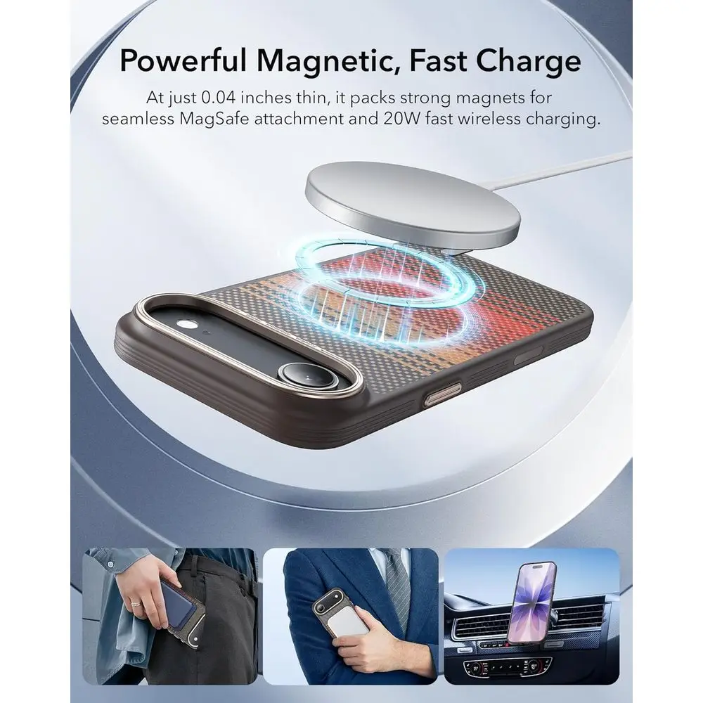 حافظة هوائية من ألياف الكربون لهاتف iPhone 17 - رفيعة للغاية ومقاومة للصدمات وخفيفة الوزن مع توافق MagSafe وحماية ضد الخدش
