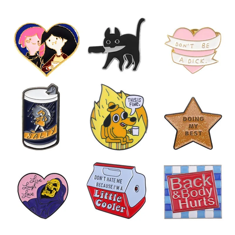 

Black Cat Doing My Best Star Enamel Pins Cute Brooches Lapel Badges Funny Saying Jewelry Gift for Kids Friends