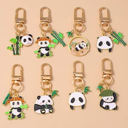 Cartoon Animal Panda Keychain Enamel Plant Bamboo Charms Keyrings for Women Men Car Key Handbag Pendant Key Chains DIY Gifts
