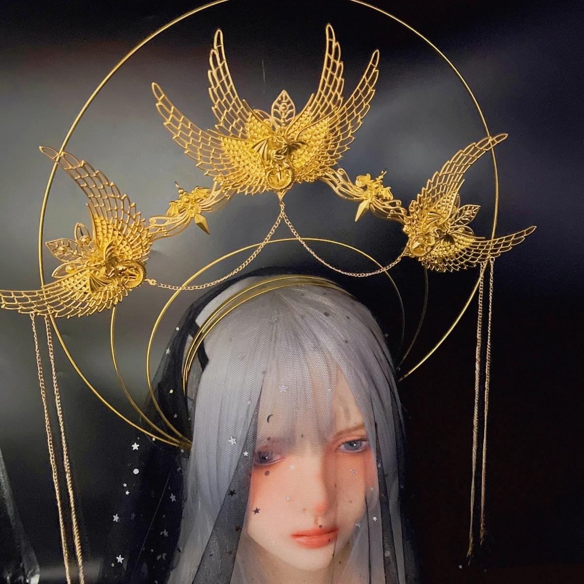 Kobiety w ciąży Rekwizyty fotograficzne Akcesoria Opaska ciążowa do sesji zdjęciowej Bogini Gwiazda Korona Słońce Złoty Spike Halo Nakrycie głowy