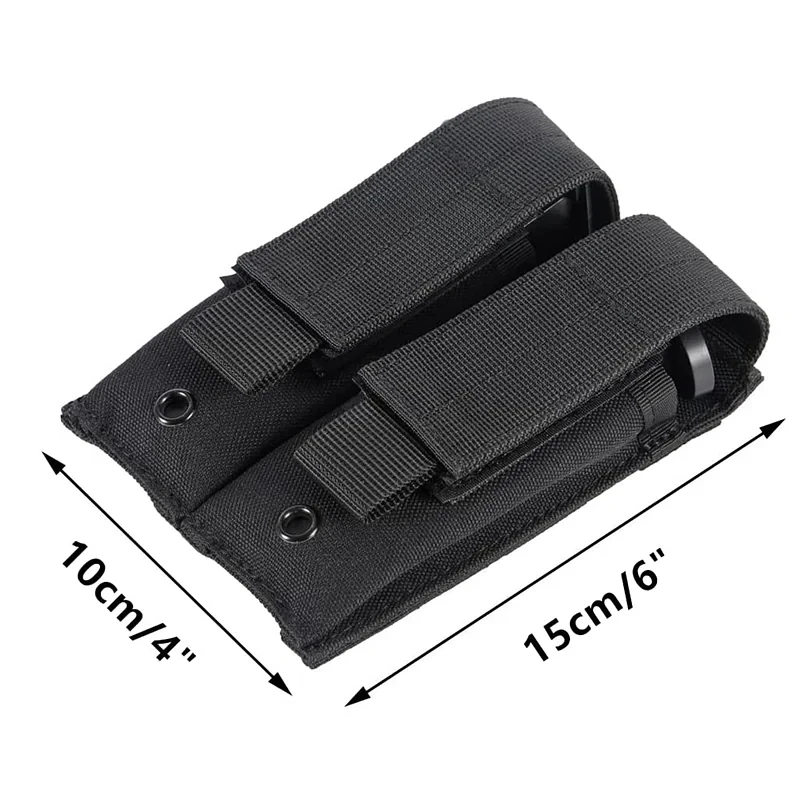 Tactical Magazine Pouch Double Pistol Mag Bag Molle Flashlight Pouch Holder Case fondina per coltelli da caccia all'aperto