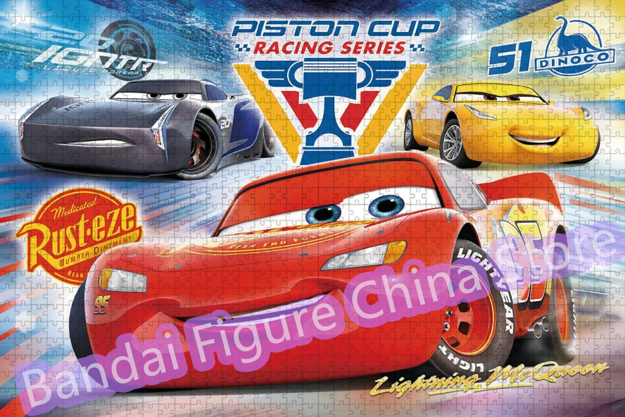 Disney-rompecabezas de película de dibujos animados para Niños, juguetes educativos para aliviar el estrés, coches, Rayo Mcqueen, 300/500/1000 piezas
