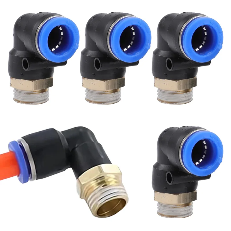 5Pcs Water Air Hose 4/6/8/10/12mm Pneumatic Fitting Elbow Connector 1/8 1/4 3/8 1/2 Male Thread SL Pneumatic Fitting