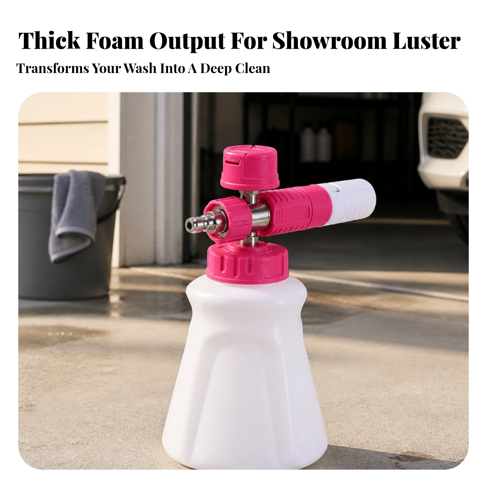 Pressure Washer Attachment Ergonomic Foam Cannon with Stainless Steel Chamber Cleaning Tool Compact