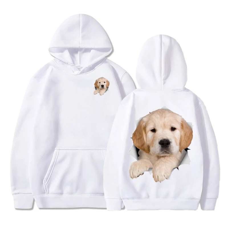 هوديي بنمط كلب للجنسين، مادة صوف دافئة، لهجة زر، مثالية لرحلات الحرم الجامعي في الخريف والشتاء