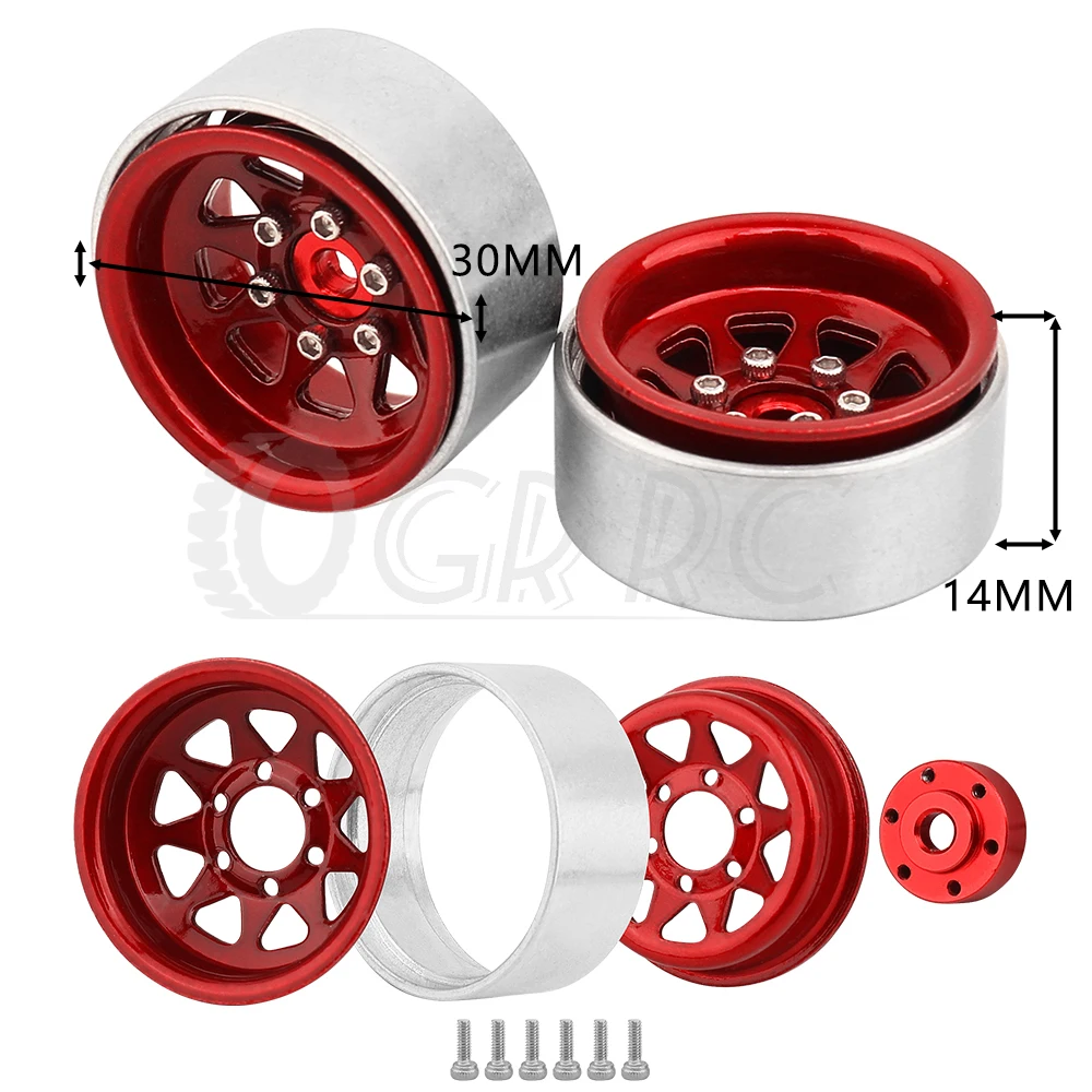 1.0 Inch Aluminum Alloy Beadlock Wheel Hub Rims w/ Tires For RC Crawler Car Axial 1/24 SCX24 AX24 1/18 TRX4M Wheels Upgrade Part