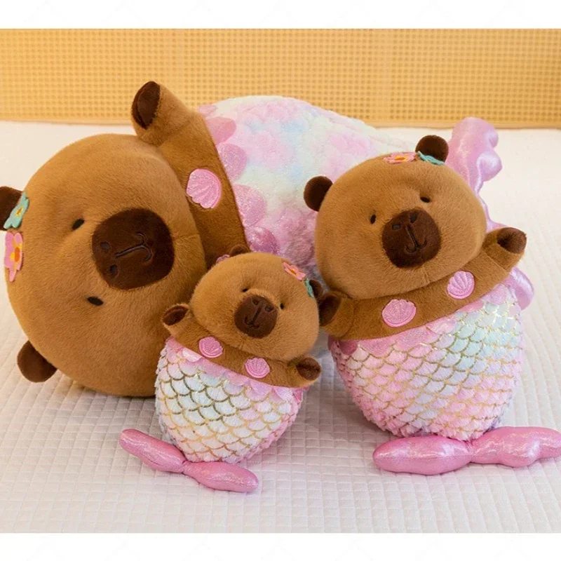 35CM New Cute Capybara Stuffed Plush Toys Mermaid Children Pillow Doll Decorative Water Dolphin Creative Doll Birthday Gift
