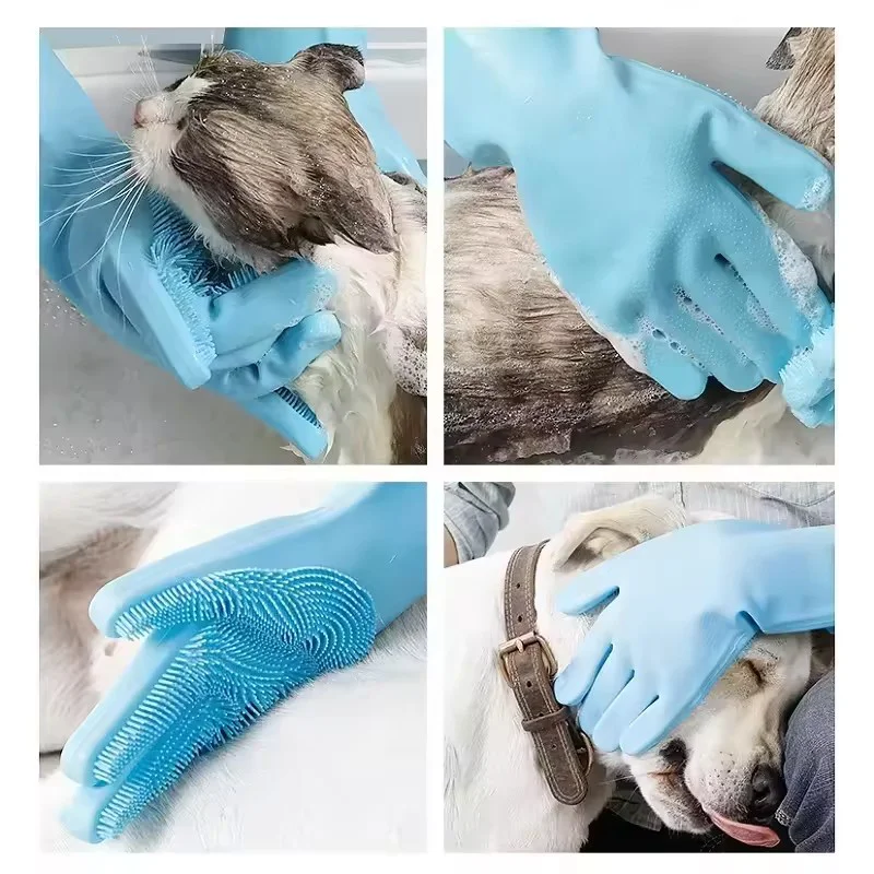 Haustier-Silikon-Badehandschuh Kratzfest Bissfest Hunde- und Katzen-Pflegebürste Teddy Golden Retriever Massage-Scrubber Haustier-Reinigungshandschuh – Detail 7