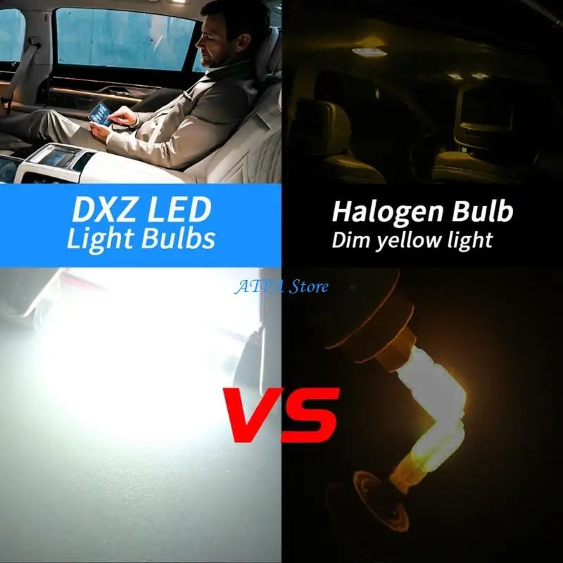 U13C Car Map Light Bulb 12V LED Festoon Lamp with 4 Size Pack of 5 for Cabin Lighting