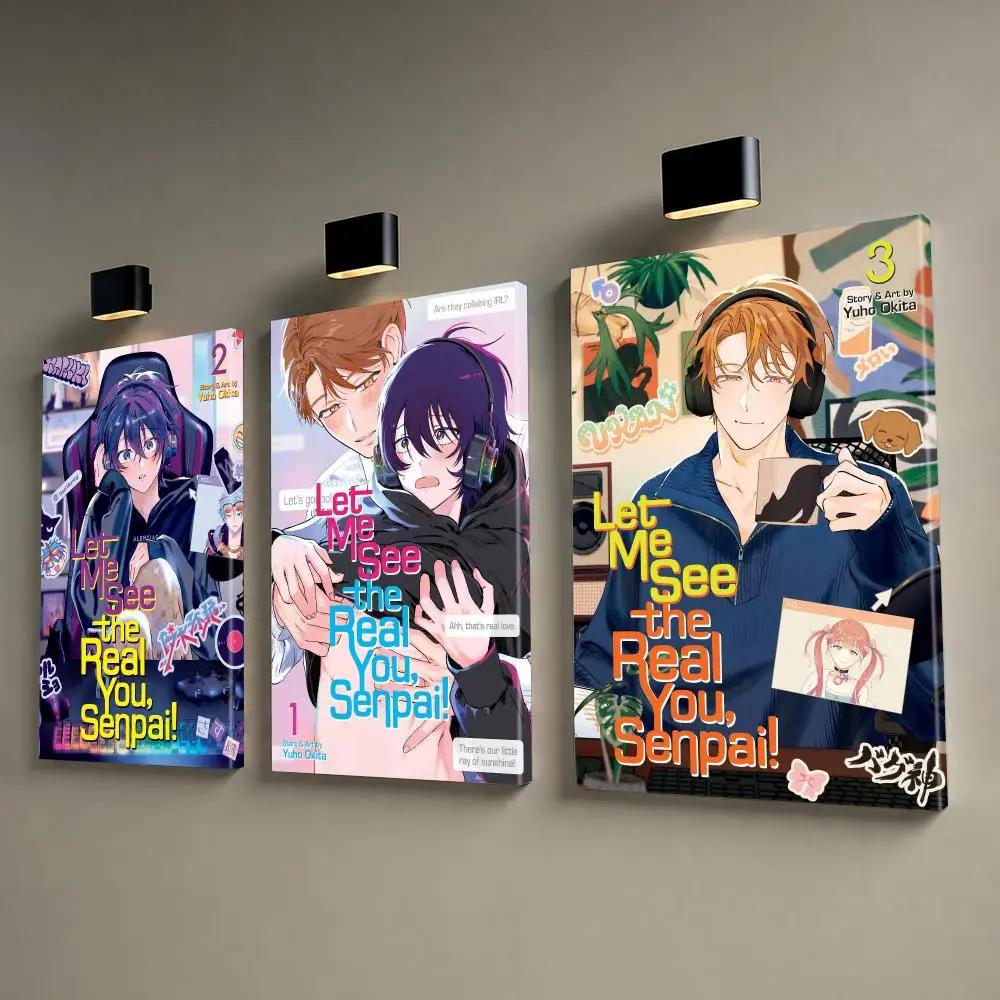 Let Me See Real Senpai Framed Wall Painting Canvas Poster Wall Art HD Print Home Decor Room Decoration Artwork Gift Wood Frame