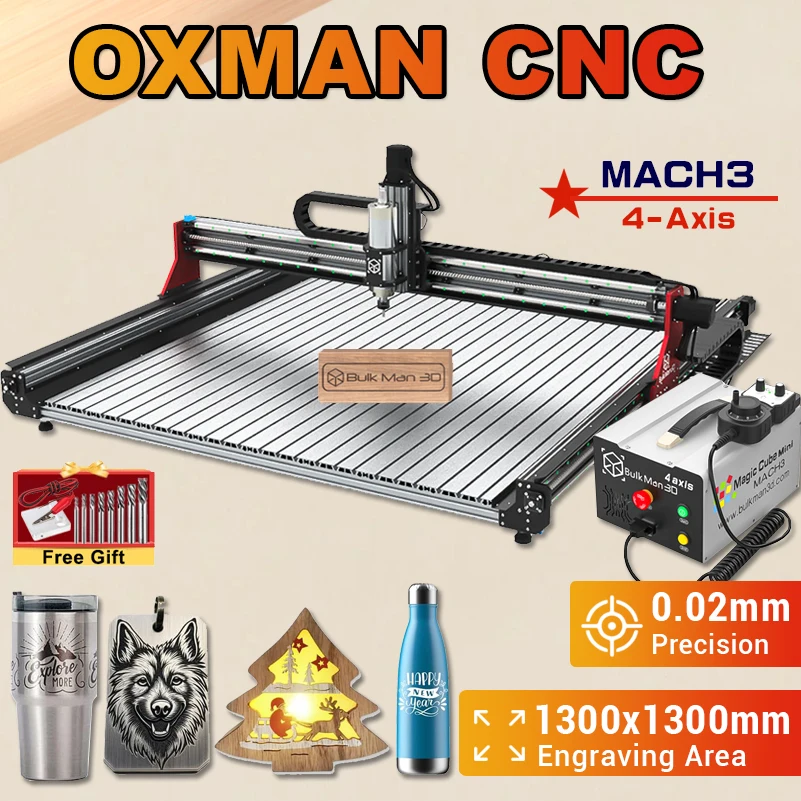 BulkMan3D OXMAN CNC 4-Axis Engraver Mach3 Control SFU1610 Ball Screw Dual Rails Mesin Presisi Untuk Penggilingan Kayu Akrilik Logam