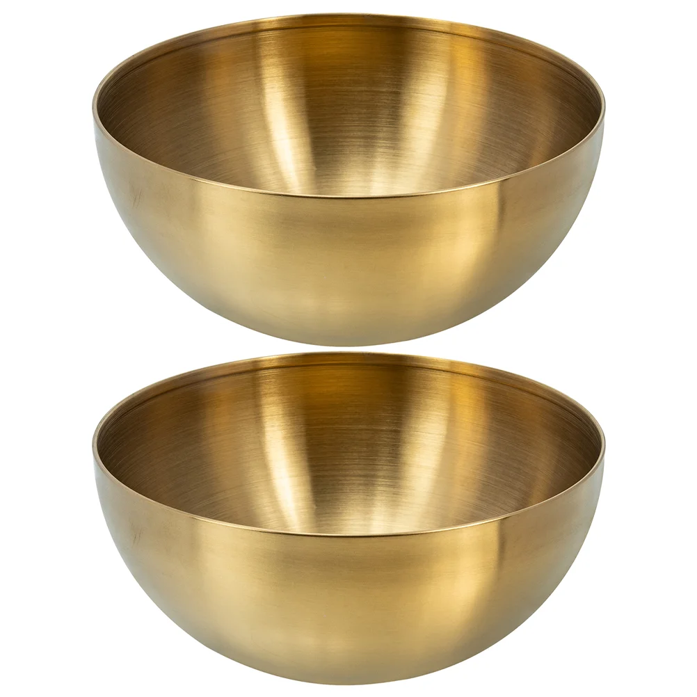 

2 Pcs Stainless Steel Salad Bowl Home Serving Bowls Snack Container Soup Trifle Rice Holder Nut Food Mixing