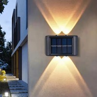 1-12Pcs Solar Garden Lights Outdoor Waterproof Solar Up And Down Wall Lamp 2/4/6/10Leds Sunlight For Courtyard Street Lighting