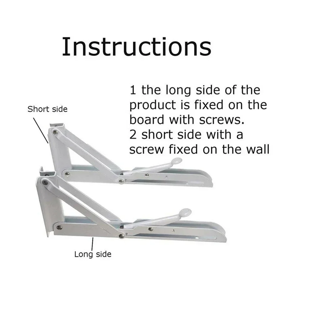 2Pcs Campervan Folding Bracket Table Shelf Motorhome Caravan White Stainless Steel Folding Table Stand Wall Shelf 200X115mm