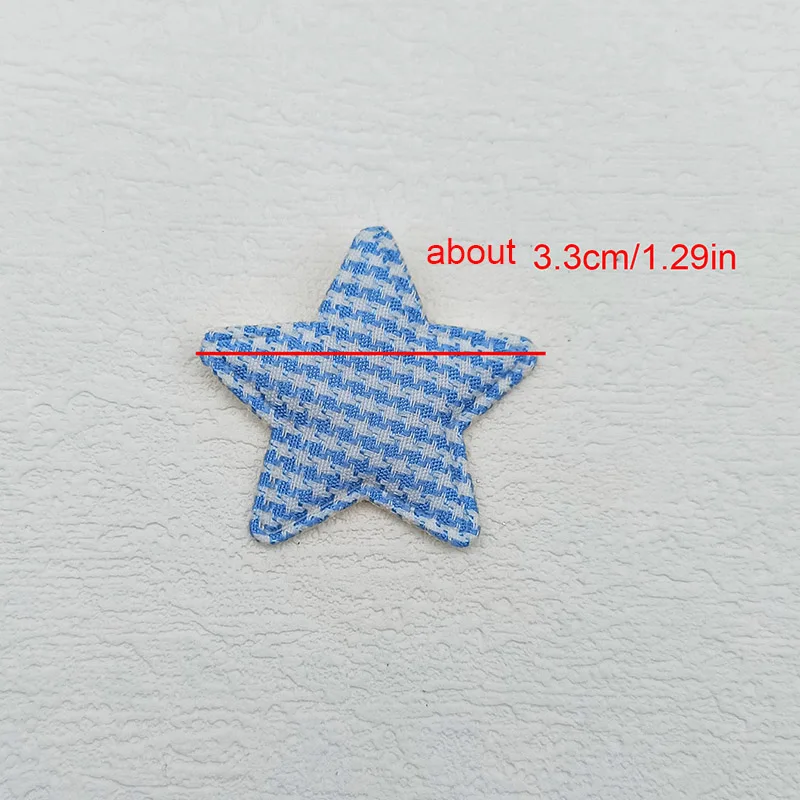 60pcs 3,3 cm Gitters tern gepolsterte Applikation für Kinder Stirnband Haars pange Zubehör Hüte Dekoration Patches