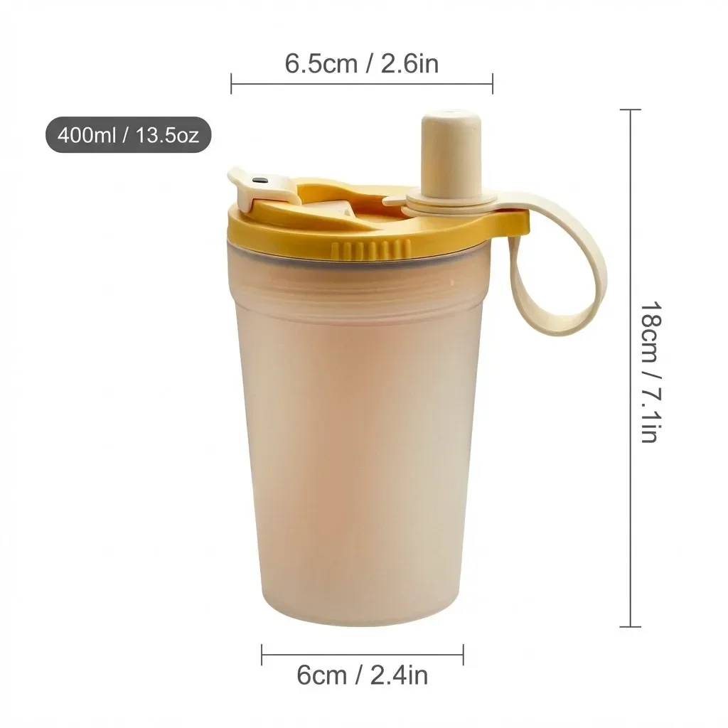 Transparante plastic mok voor thee, melk en koffie, draagbaar, geschikt voor zowel koud als warm water, met rietje en zeef, lekvrije drinkbeker voor studenten.