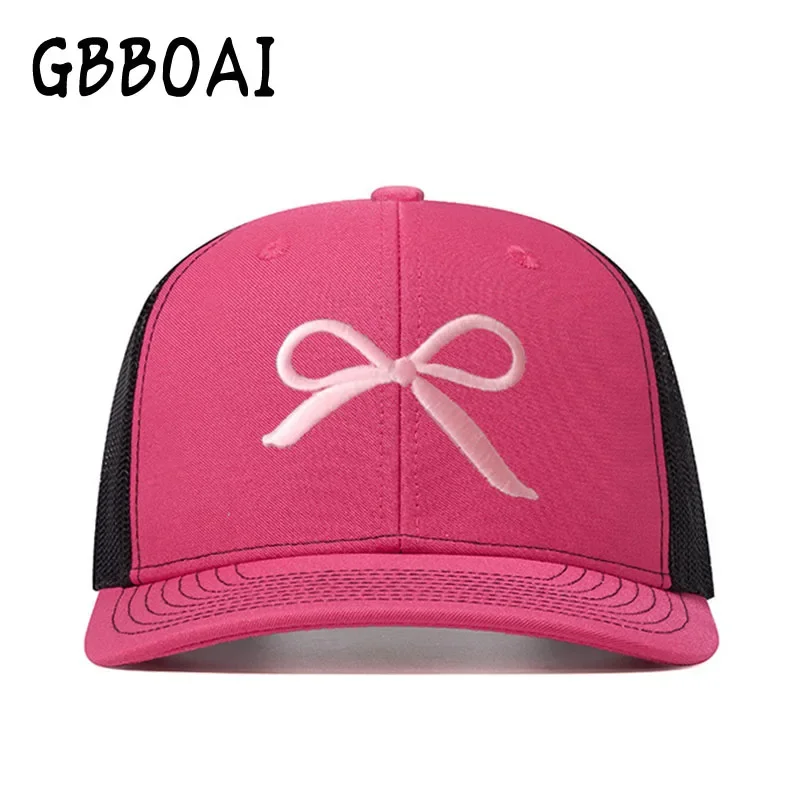 Embroidery Bow Baseball Cap Adult Net Truck Caps Shallow Curved Eaves Hat Unisex Summer Shade Spring Autumn richardson  hats