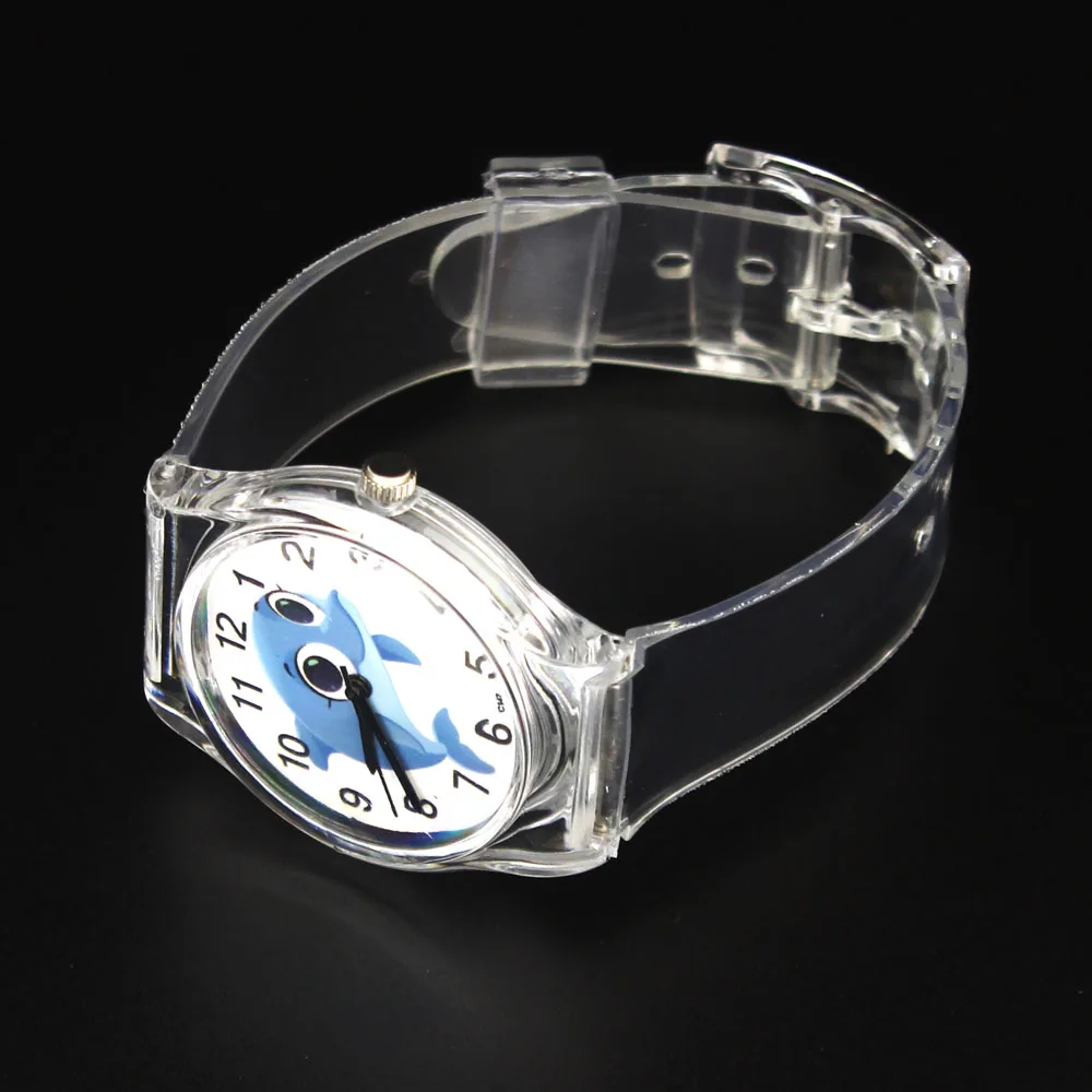 Jumping Dolphin Fish Aquarium reloj para niños bebé estudiante regalo deporte reloj de pulsera de cuarzo de goma transparente