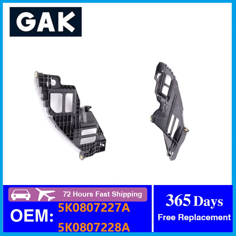 

GAK Front Both Sides Headlamp Light Bumper Bracket Guide Section Support Fit For VW Gti Golf MK6 2009-2013 5K0807227A 5K0807228A