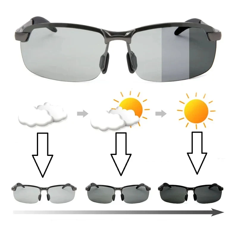 Men Women Photochromic Sunglasses Polarized Driving Chameleon Glasses Color Change Sun Glasses Day Night Vision Driver Eyewear
