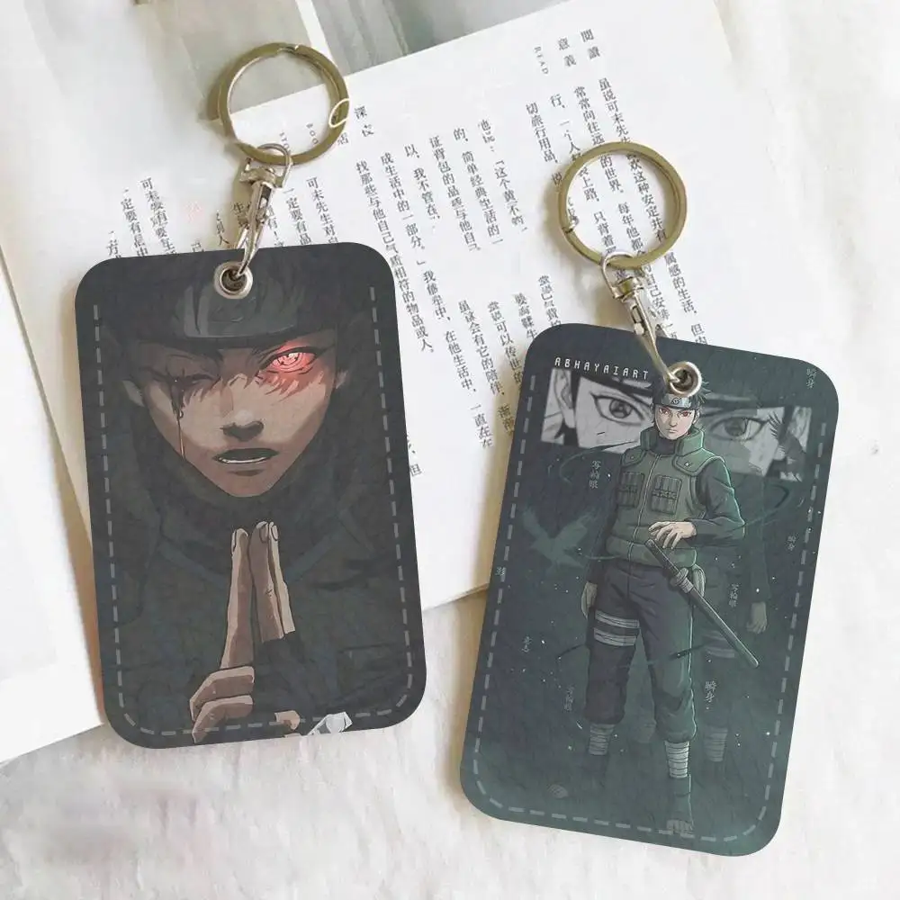 Anime Character Uchiha Shisui N-Naruto Access Card Case Holder Keychain Key Ring Door Access Tags ID Card Case Keychain