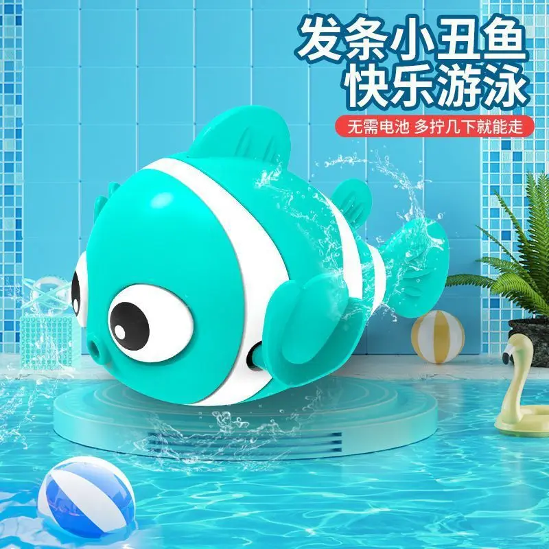 Jouet de bain pour enfants, Clown de natation mignon, poisson, jouet de bain pour tout-petits, jouet flottant à remonter pour garçon et fille, salle de bain, jeu d'eau, jouet mécanique