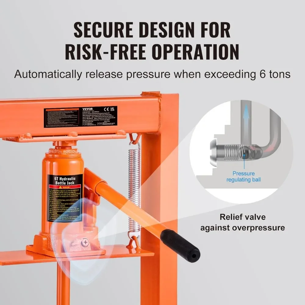 Hydraulische 6 Tonnen H-Rahmen Garagen boden verstellbare Werkstatt presse mit Platten, 6 t, orange