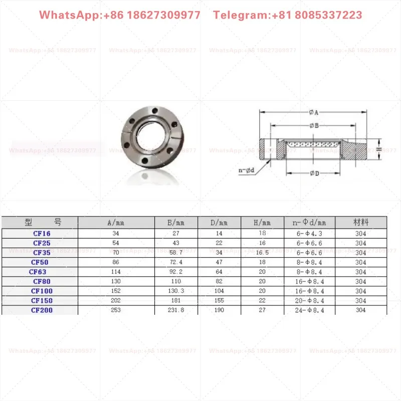 Vacuum CF Observation Window Flange CF16 CF25 CF35 CF50