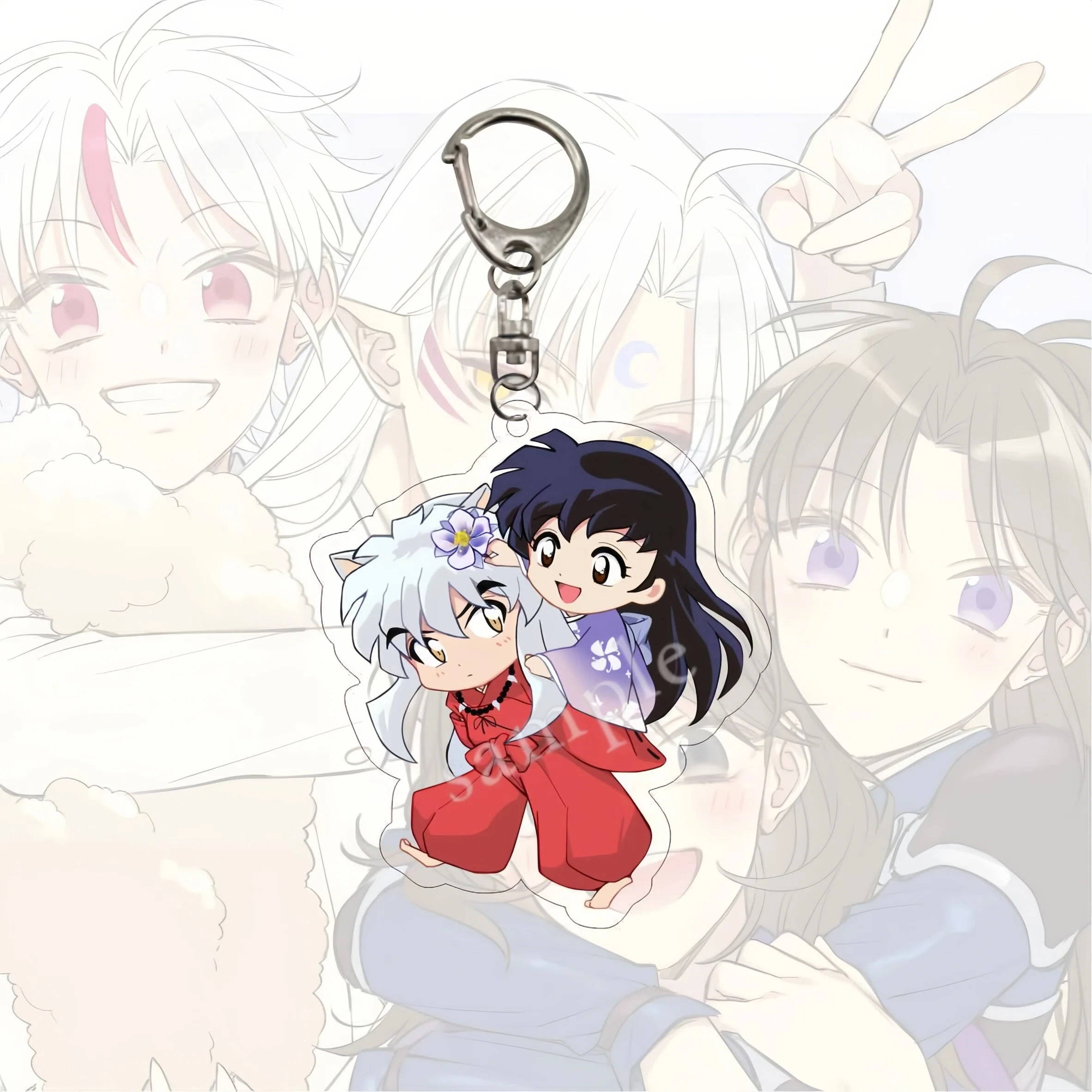 Anime Figure Inuyasha Acrylic Keychains Sesshoumaru Backpack Ornament Pendant Cute Keyring Gifts