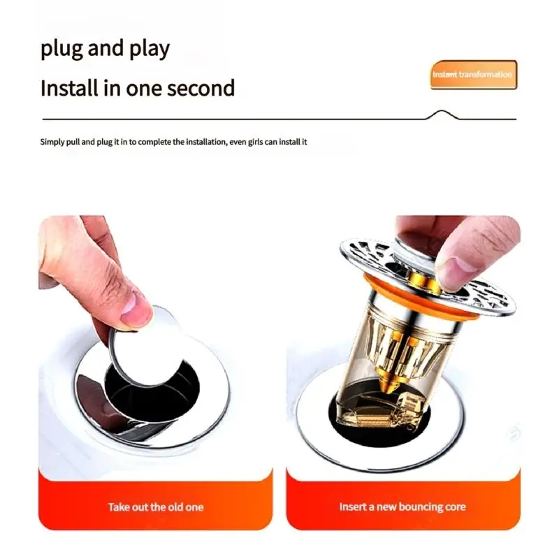 

652f Утолщенная стойка слив с магнитным уплотнением и фильтром для волос для использования раковины в ванной