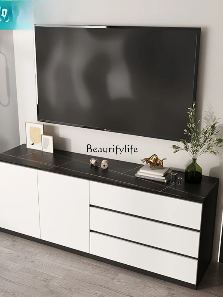 Slate TV cabinet storage modern simple small apartment solid wood large storage cabinet