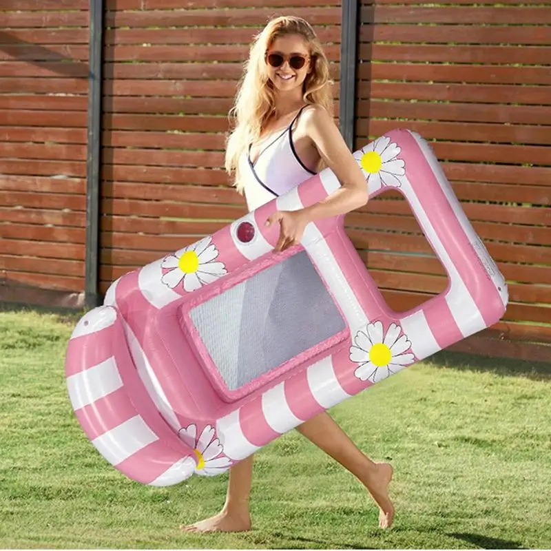 Pool Floats Inflatable Pool Float Chair Pillow Support Portable Bed For Outdoor Swimming Poolside Backyard River Boat Beach