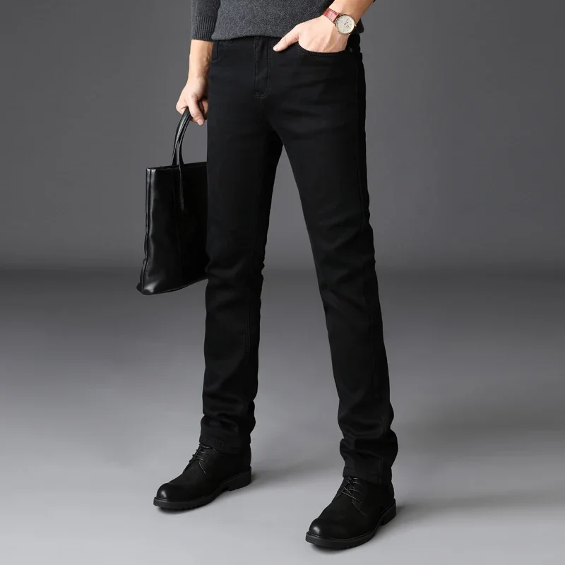 New Black Elasticity Skinny Jeans Business Casual Male Denim Slim Pants Classic Style Brands Jeans Trousers Men Clothes